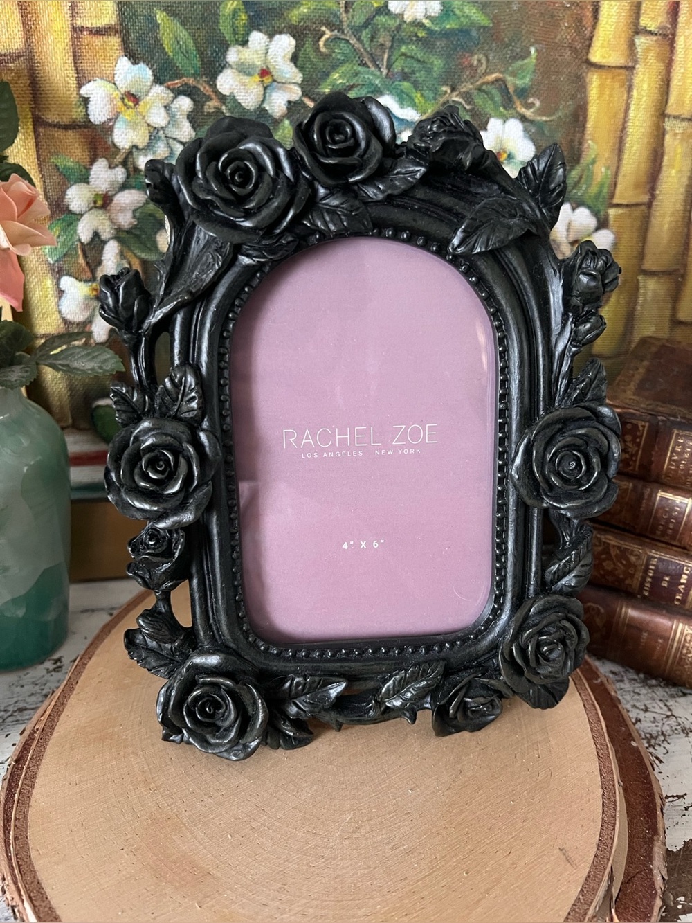 Rachel Zoe Black Rose Gothic Tabletop Photo Picture Frame Vintage-Style 4x6